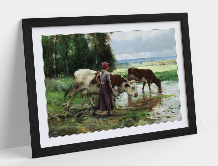 Framed Wall Art - Julien Dupre Young Woman Soaring Cattle Poster Print