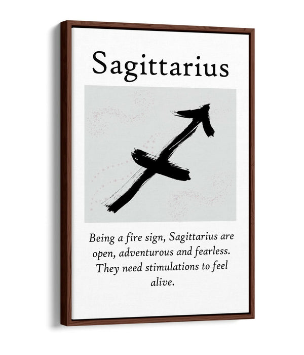 SAGITTARIUS STAR SIGN ZODIAC ASTROLOGY QUOTE -FLOAT EFFECT CANVAS WALL ART PRINT