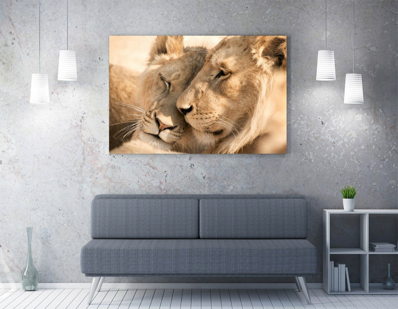 Wildlife Canvas Art | Premium Handmade Lion Print with Deep Frame & Satin Finish