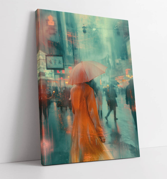 Canvas Wall Art - Woman With Umbrella Urban Art Decor | Premium Handmade Print
