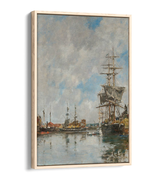 EUGENE BOUDIN, THE DOCK OF DEAUVILLE -FLOAT EFFECT CANVAS WALL ART PRINT
