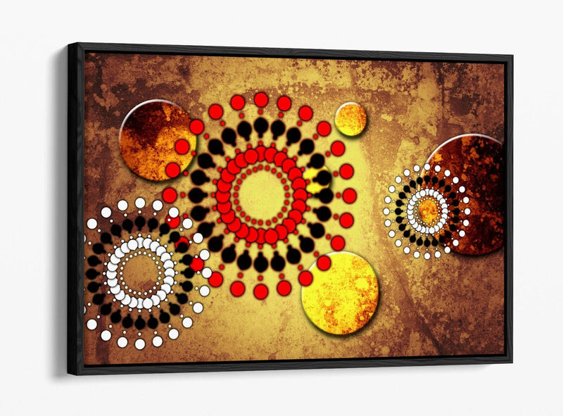 Canvas Wall Art - Red Sun Abstract Shapes | Float Effect Canvas Print, Ready to Hang