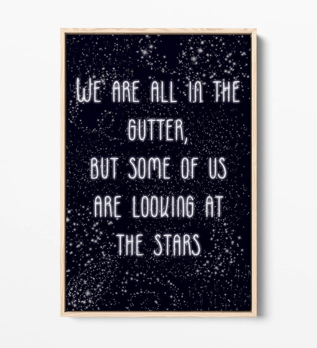 LOOKING AT THE STARS, OSCAR WILDE QUOTE -FLOAT EFFECT CANVAS WALL ART PRINT