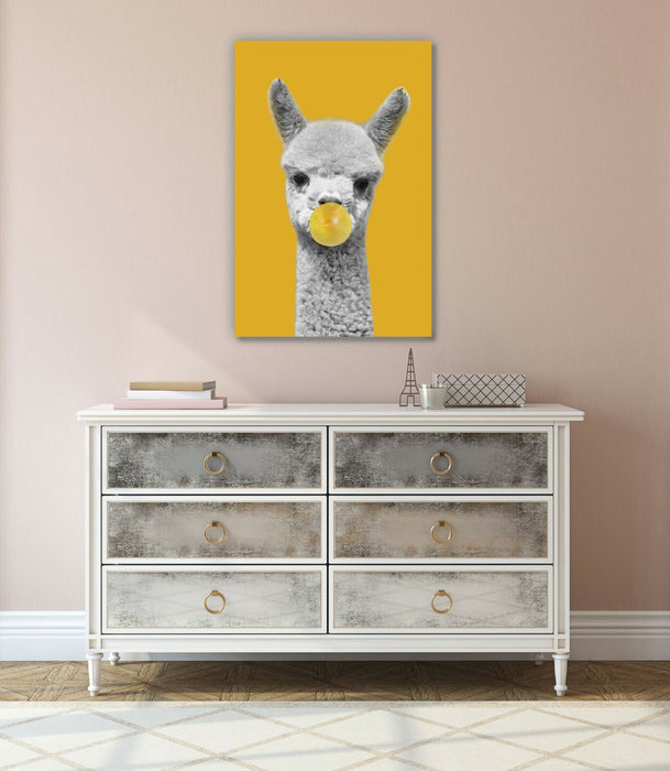Canvas Wall Art Baby Alpaca Print – Mustard Handmade Canvas Artwork UK