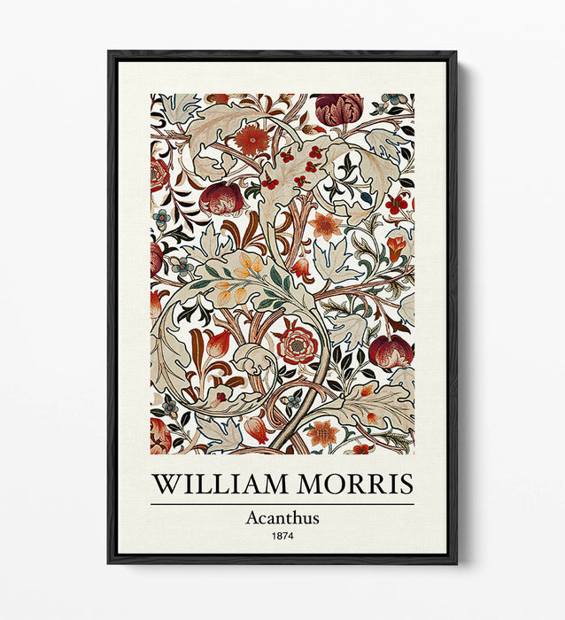 Float Effect Canvas Art – William Morris Floral Wall Decor With 30mm Deep Frame