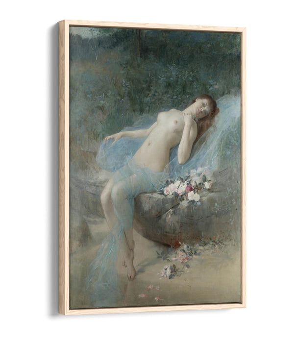 Canvas Wall Art Print - Reclining Nude Float Effect on Premium MDF Frame