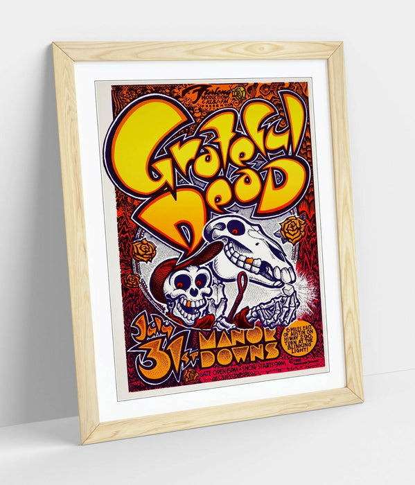 Vintage Grateful Dead Poster – Framed Wall Art With Woodgrain Frame & Matte Print