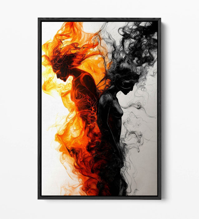 Fire And Smoke Canvas - Handmade Float Effect Art With Premium Varnish Finish
