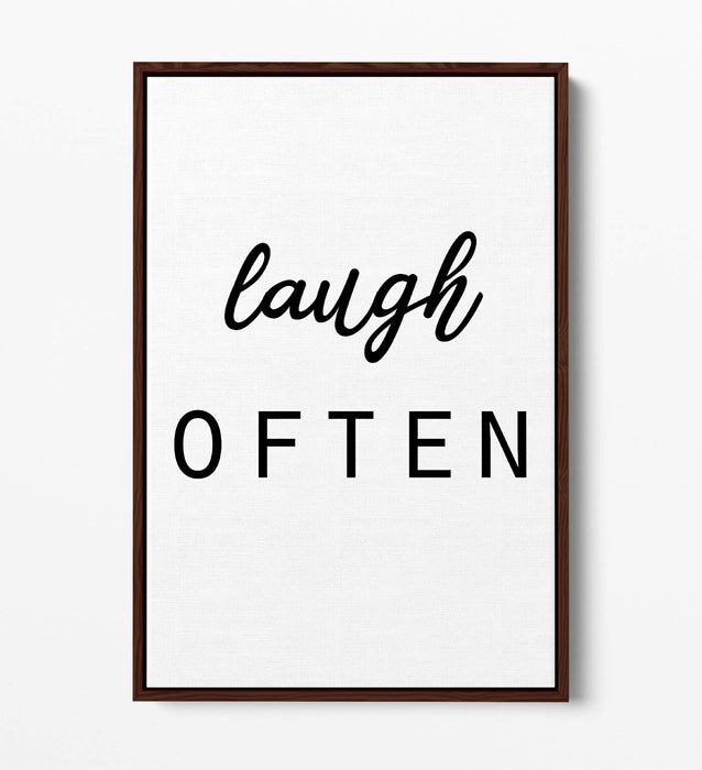 "LAUGH OFTEN" POSITIVITY QUOTE SLOGAN HOME -FLOAT EFFECT CANVAS WALL ART PRINT
