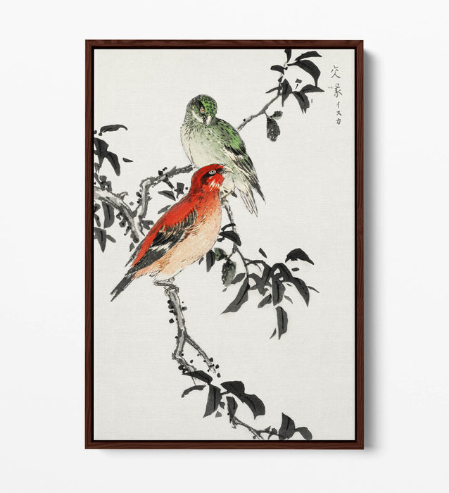 Canvas Wall Art - NUMATA KASHU Crossbill Float Effect Premium Print 30mm Frame
