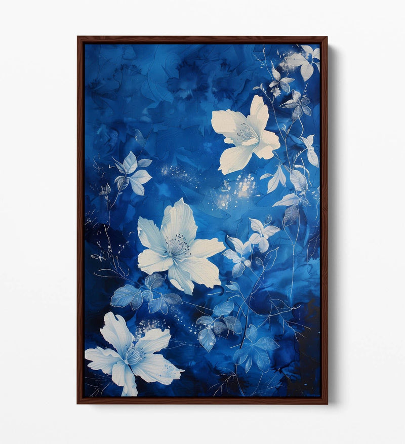 Canvas Art Print – Blue Flower Canvas With Float Effect Frame | Handmade UK