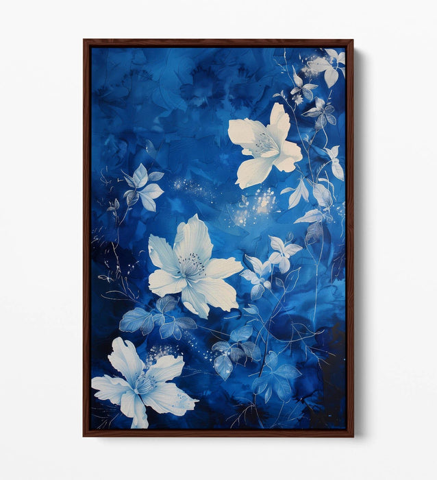 Canvas Art Print – Blue Flower Canvas With Float Effect Frame | Handmade UK