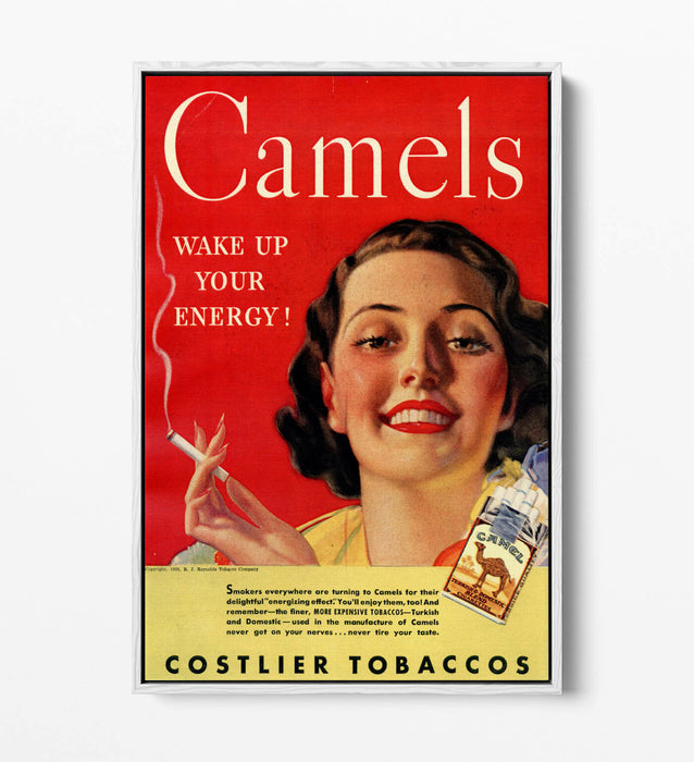 VINTAGE RETRO CAMELS CIGARETTES ADVERTISEMENT -FLOAT EFFECT CANVAS ART PRINT