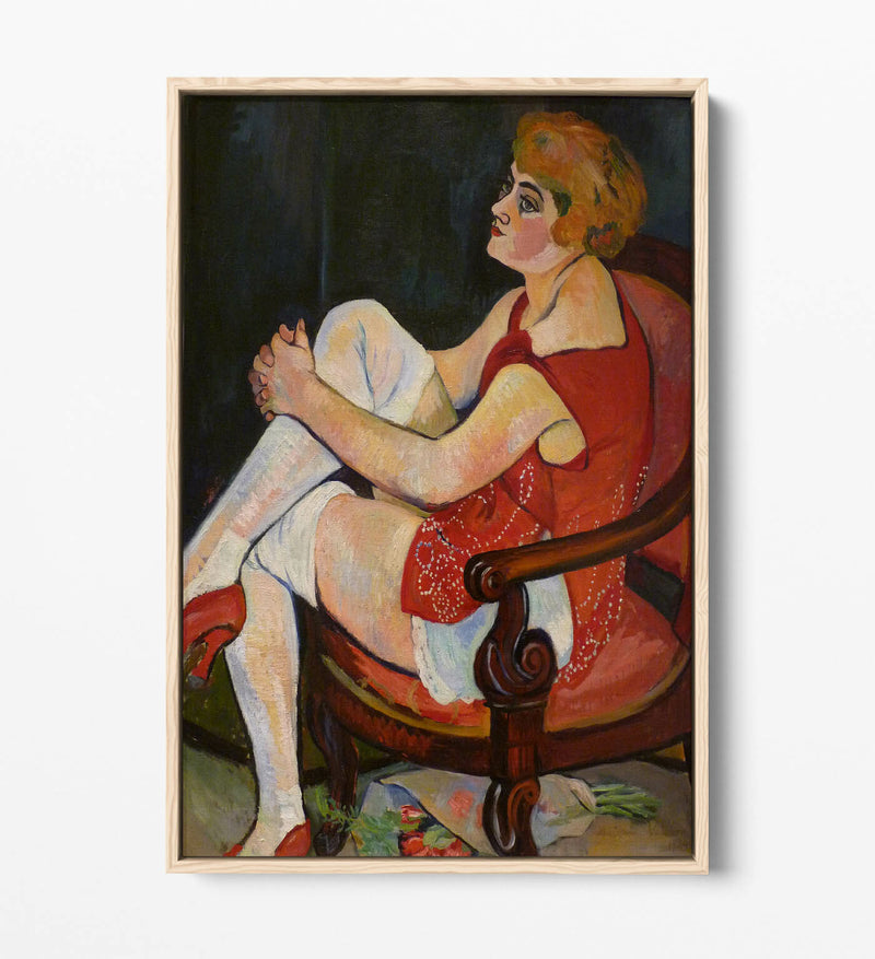 Float Effect Canvas Art - Suzanne Valadon Woman In White Stockings Premium Print