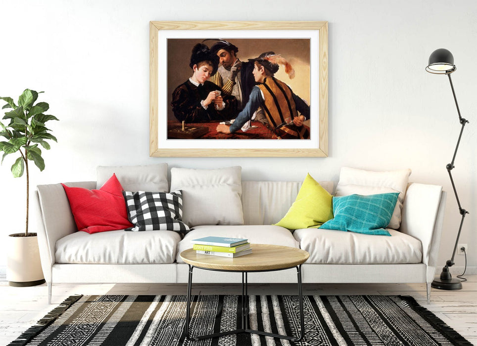Framed Wall Art – Caravaggio Painting Print The Cardsharps Poster 4 Sizes