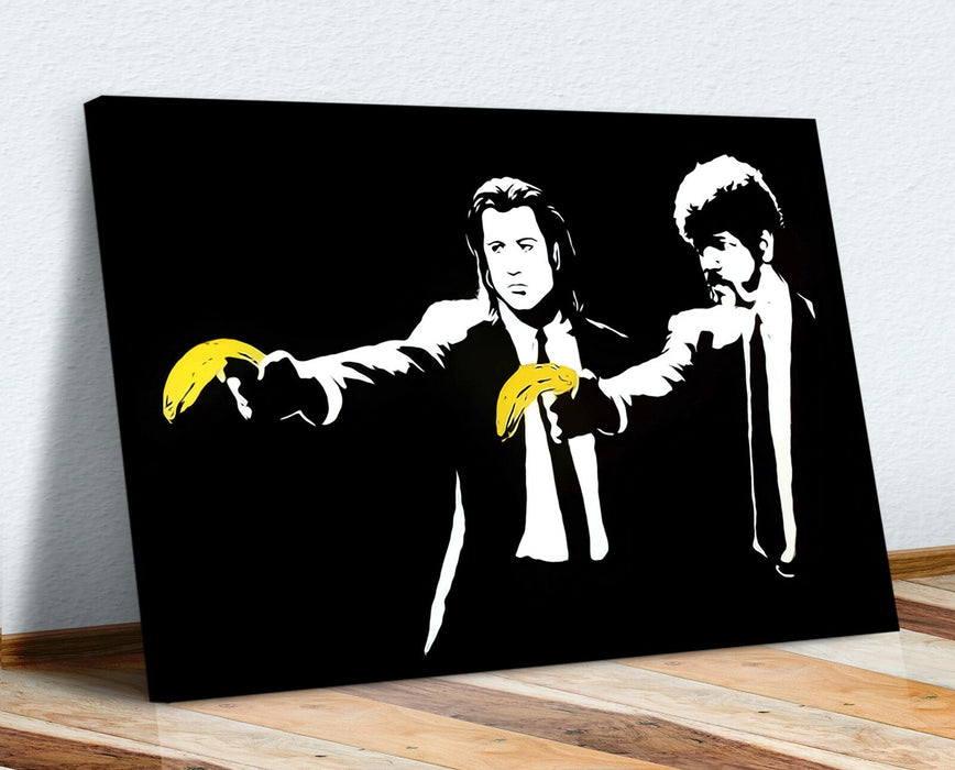 Banksy Style Canvas - Pulp Fiction Artwork | Premium Varnish Finish, Ready To Hang