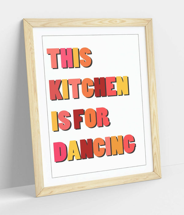 "THIS KITCHEN IS FOR DANCING" FUN HAPPY QUOTE -FRAMED WALL ART PICTURE PRINT