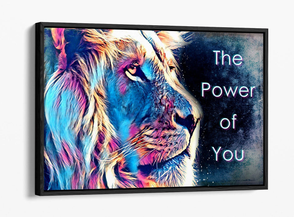 PURPLE BLUE LION SKETCH MOTIVATIONAL QUOTE -FLOAT EFFECT CANVAS WALL ART PRINT