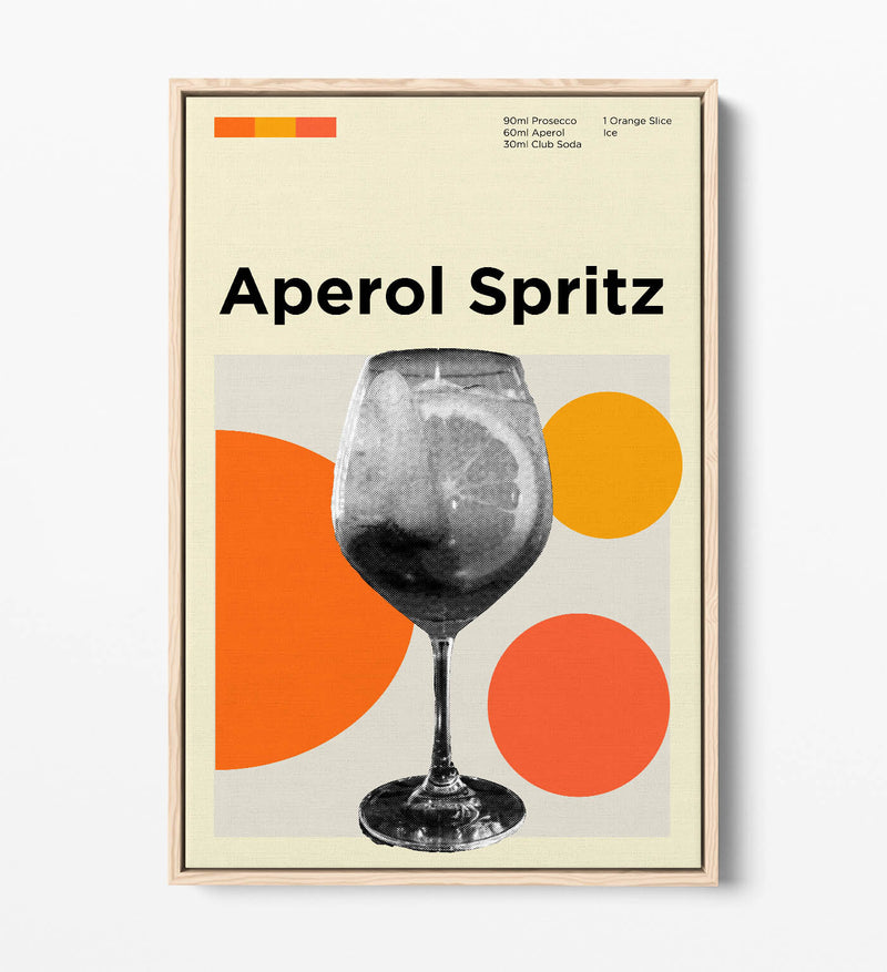 Aperol Spritz Poster - Funky Float Effect Canvas Wall Art | Handmade UK