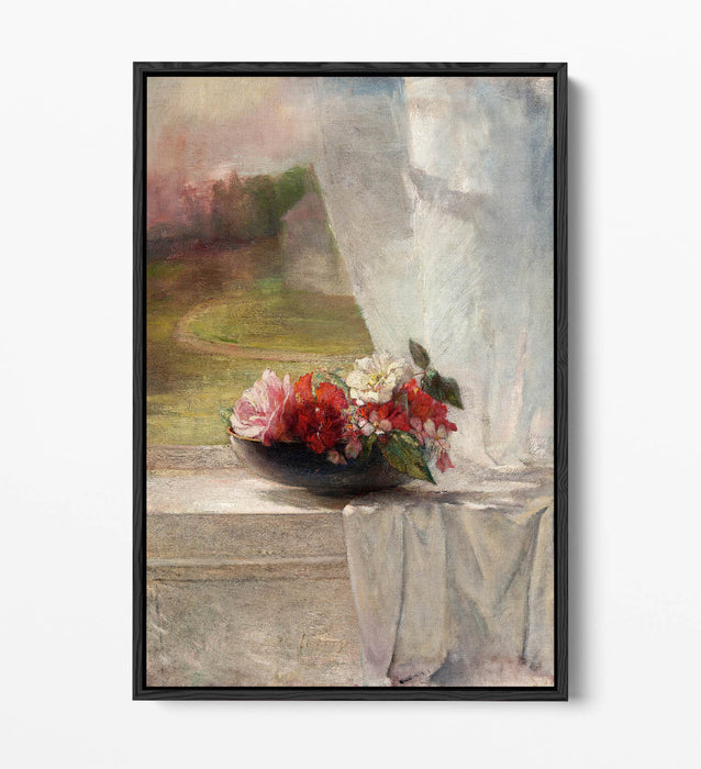 Float Effect Canvas Art – Flowers on Window Ledge | Premium Handmade Wall Decor