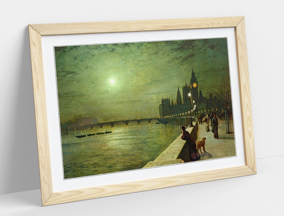 Framed Art Poster – John Atkinson Grimshaw Thames Print | Woodgrain Frame, Matte Paper