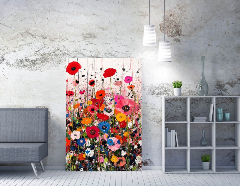 Poppy Canvas Wall Art - Multi Color Artwork | Handmade UK Canvas Print