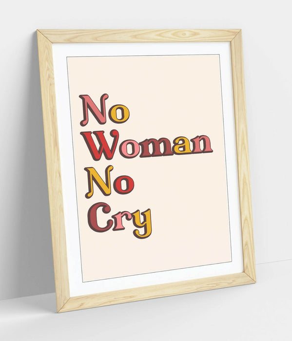 "NO WOMAN NO CRY" BOB MARLEY HOME QUOTE SLOGAN -FRAMED WALL ART PICTURE PRINT