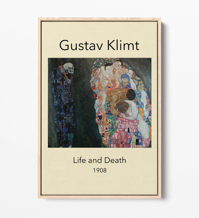 GUSTAV KLIMT, LIFE AND DEATH -FLOAT EFFECT CANVAS WALL ART PRINT