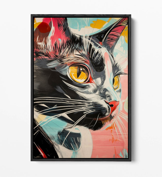 Cat Graffiti Canvas Art - Multi Colour Float Effect Canvas With Premium Varnish