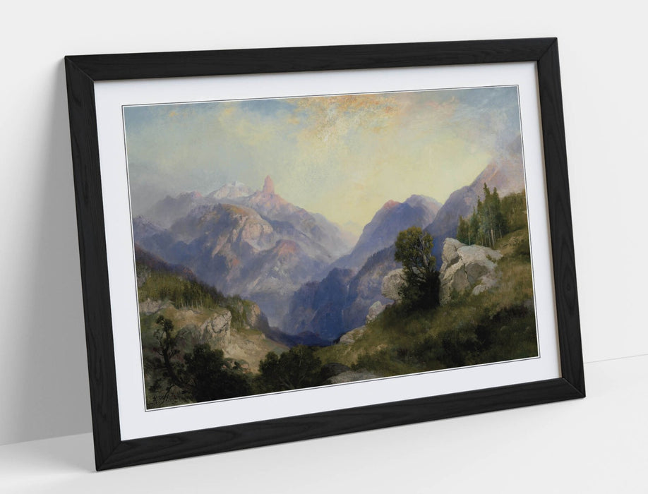 Thomas Moran Wall Art - Framed Yellowstone Poster with Woodgrain Frame Finish