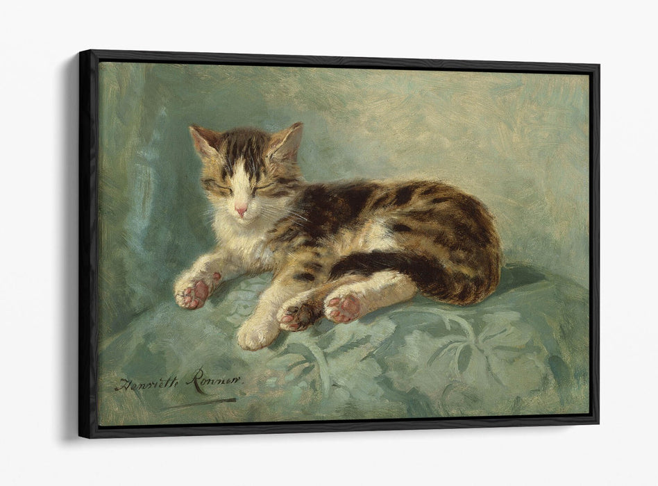 Float Effect Canvas Art – Henriette Ronner Knip Cat Nap Painting on 30mm Deep Frame