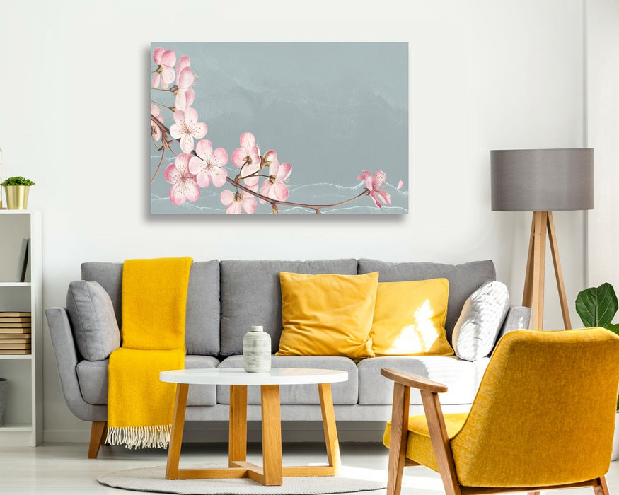 Blue Grey cherry Blossom CANVAS WALL ART PRINT ARTWORK 30MM DEEP FRAMED