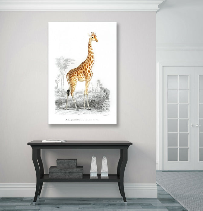 Vintage Giraffe Wall Art – Handmade Canvas Print With Premium Varnish Finish