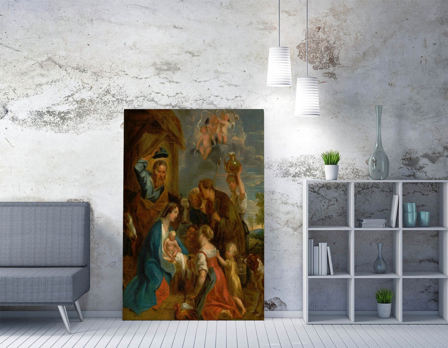 JACOB JORDAENS, ADORATION OF THE SHEPHERDS -CANVAS WALL ART ARTWORK PRINT
