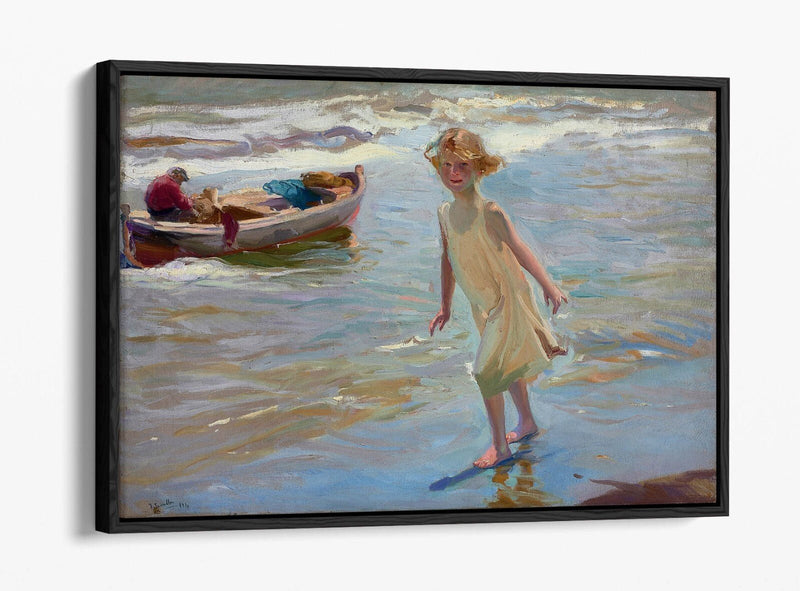 Float Effect Canvas Art - Joaquin Sorolla Girl On The Beach Premium Wall Decor