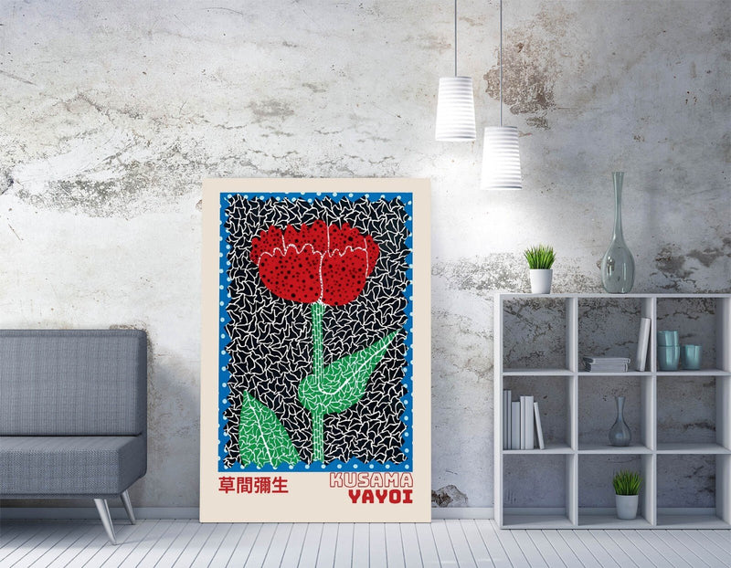 Canvas Wall Art – Red Rose Floral Print | Contemporary Wall Decor, Handmade UK