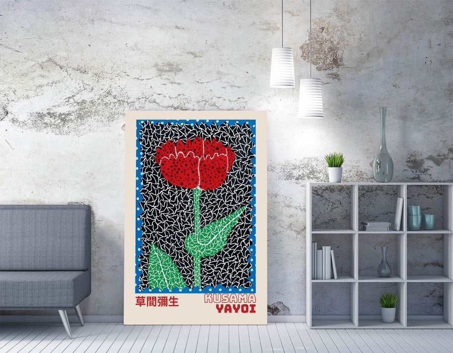 YAYOI KUSAMA RED ROSE FLORAL CONTEMPORARY DECOR CANVAS WALL ART PICTURE PRINT