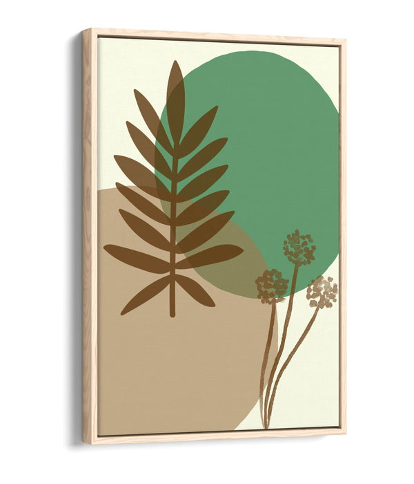 BOTANICAL BAUHAUS TRENDY MINIMALIST LEAVES -FLOAT EFFECT CANVAS WALL ART PRINT