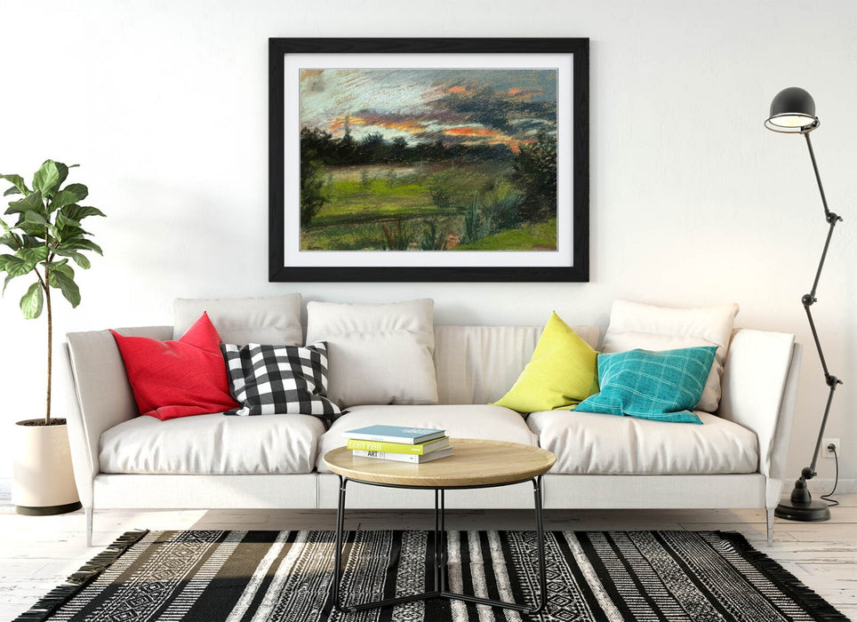 Framed Wall Art - Paul Huet Blue Orange Sky Painting | Matte Paper Print