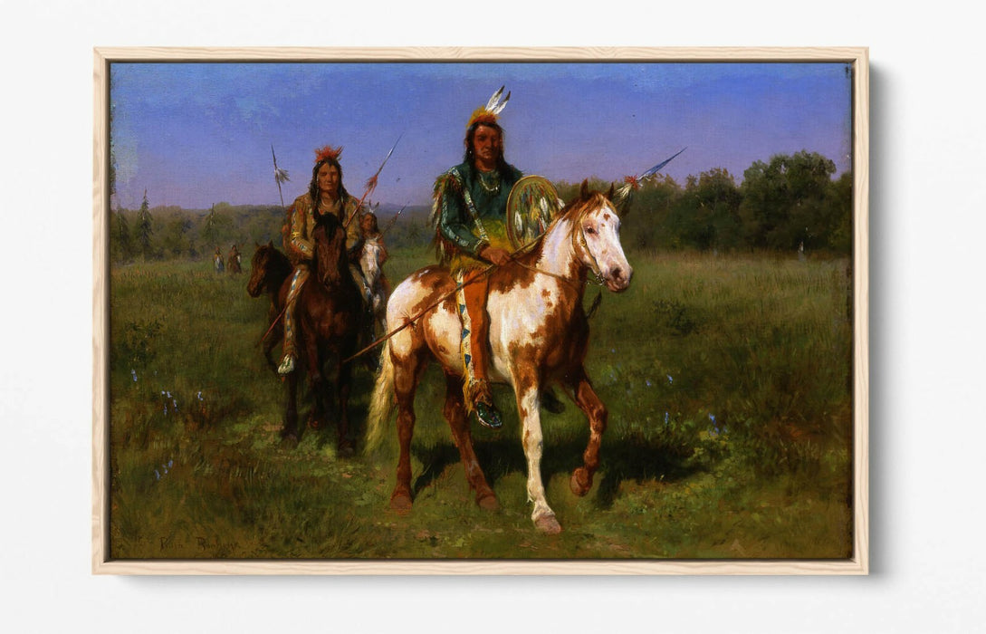 ROSA BONHEUR, INDIANS ON HORSEBACK -FLOAT EFFECT CANVAS WALL ART PICTURE PRINT