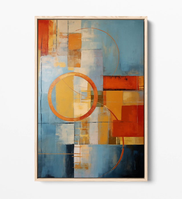 Float Effect Canvas Art – Blue Red Abstract Print | Premium MDF Frame, Ready To Hang