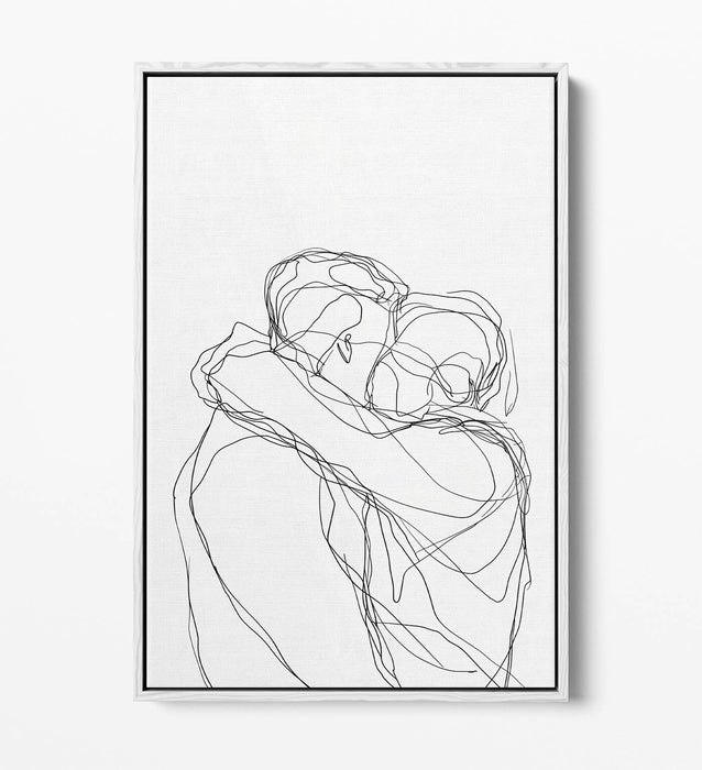 Minimalist Couple Canvas Art - Love Line Illustration | Float Effect Print