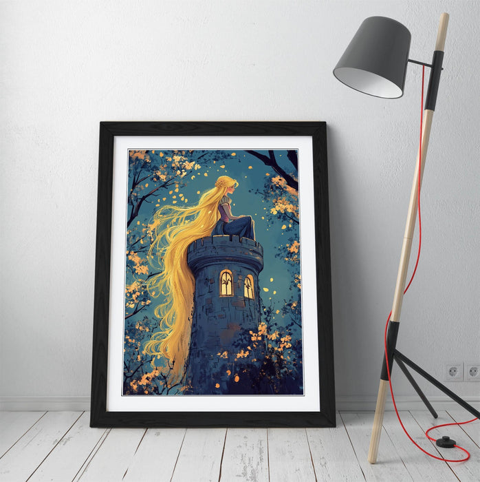 Rapunzel Wall Art – Framed Princess Poster Print | Handmade UK Wall Decor
