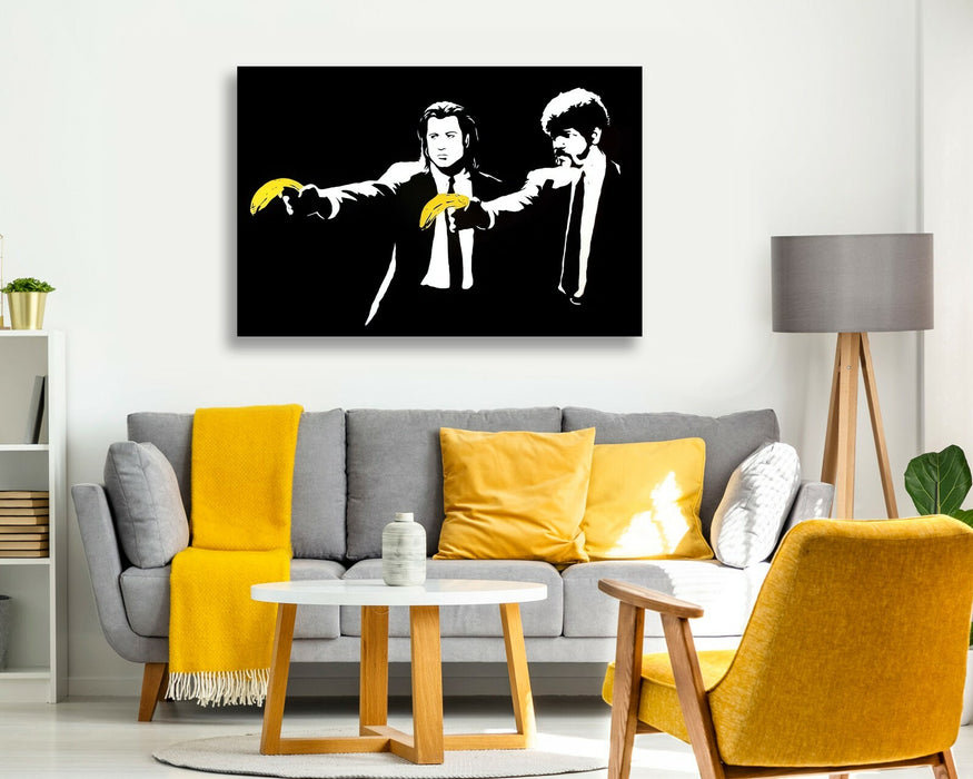 Banksy Style Canvas - Pulp Fiction Artwork | Premium Varnish Finish, Ready To Hang