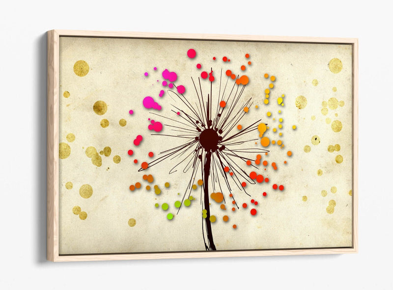 Dandelion Canvas Art - Multi Colour Float Effect Canvas Wall Decor Bedroom Print