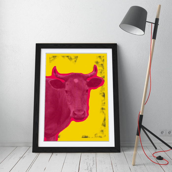 PINK COW POP ART WARHOL INSPIRED -ART FRAMED POSTER PICTURE PRINT ARTWORK