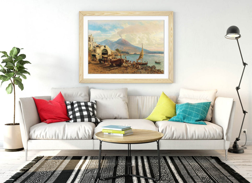 Framed Wall Art Poster - Fisherman In Bay Of Naples | Uk Handmade Frame