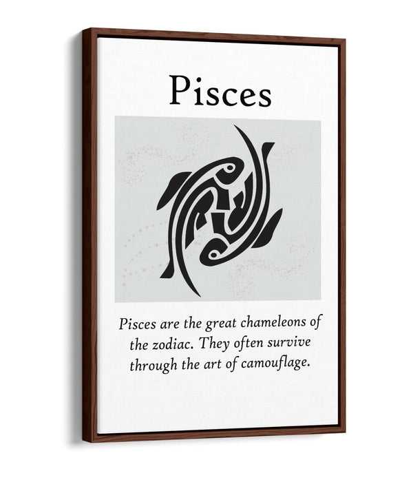PISCES STAR SIGN ZODIAC ASTROLOGY QUOTE -FLOAT EFFECT CANVAS WALL ART PRINT