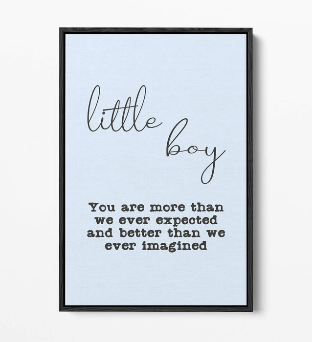 "LITTLE BOY" NURSERY BABY ROOM QUOTE SLOGAN -FLOAT EFFECT CANVAS WALL ART PRINT