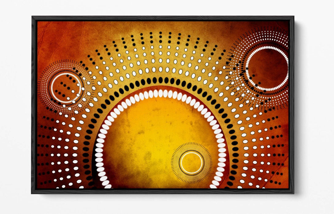 Canvas Wall Art - Yellow Sun Abstract Shapes with Float Frame, Handmade UK Art